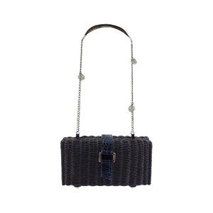 LANVIN Handbag Black Navy Silver Women Authentic secondhand